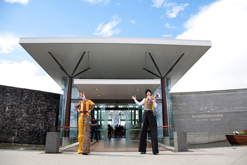 Stilt walkers at Sculpture in the Gardens